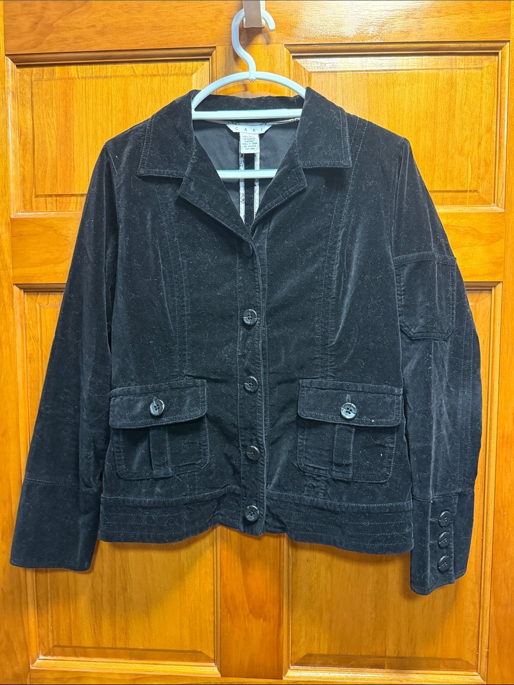 CAbi Black Corduroy Button-Front Utility Jacket
